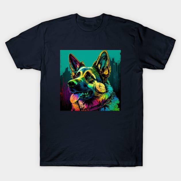 Pop Art German Shepherd T-Shirt by Star Scrunch